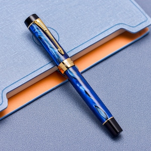 Jinhao 100 Centennial Star Blau Harz Füllfederhalter, EF / F / M / gebogener Schreibgeschenk Stift