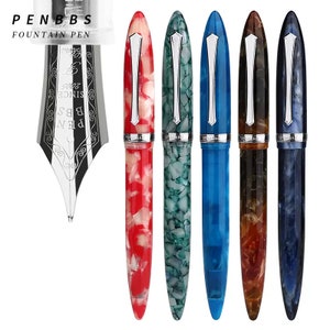 Penbbs 480 Acrylic Fountain Pen, Iridium EF/F/M Nib Converter Ink Gift Pen Case Set