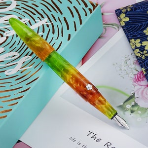 LIY (Live In You) FUTURE Herbstlaub Farbe Harz Füllfederhalter, Schmidt EF / F Feder Schreibstift für Unterschrift und Geschenksammlung