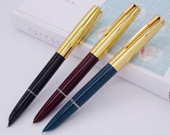 3 PCS Hero 616 Classic Gold Cap Fountain Pen in 3 Colors Set, Fine Nib Vintage Pen Smooth Writing Gift Pen