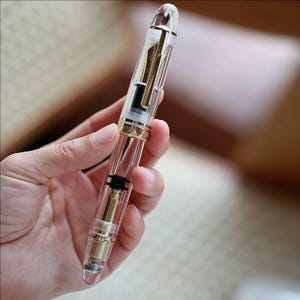 Penna stilografica a stantuffo Majohn P140, pennino misura 8, penna acrilica trasparente, regalo per ufficio e scrittura