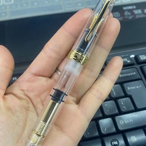 LORELEI 667 Transparent Piston Fountain Pen, Clear Acrylic Iridium EF/ F Nib Pen Business Office Gift