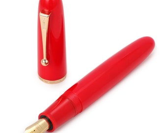 Jinhao 9019 Dadao Fountain Pen #8 F/M Heartbeat Nib, Vivid Red Resin Pen Big Converter