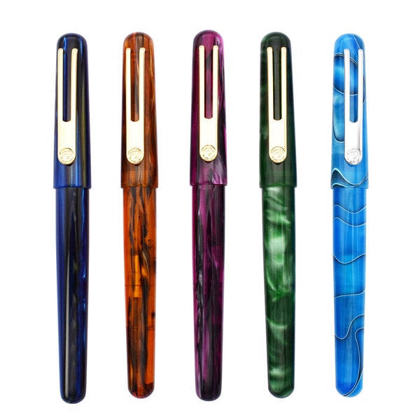 Picasso EtSandy Aurora 975 Fountain Pen, Iridium Fine Nib Celluloid Vintage Pens Calligraphy Executive Pen