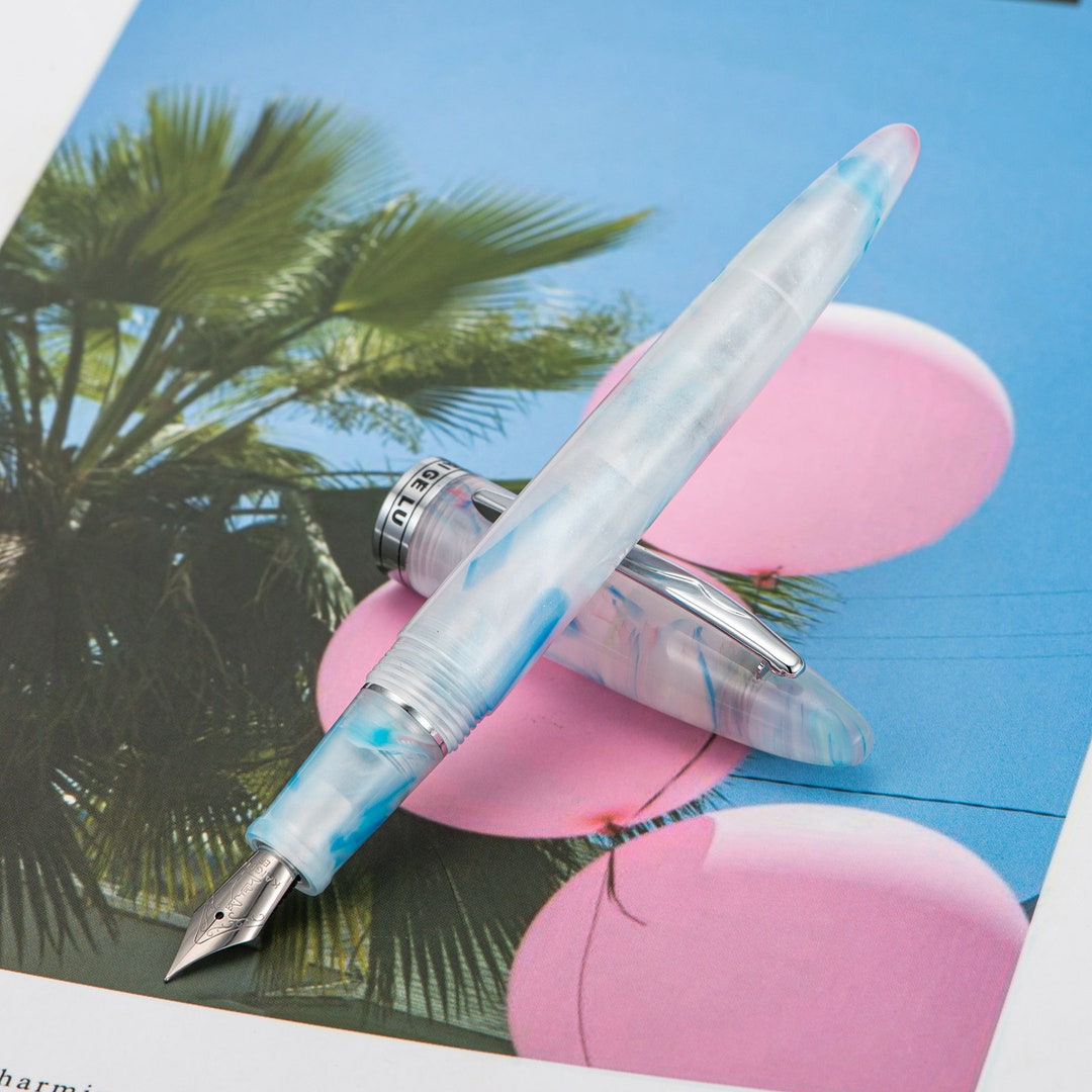 Kaigelu 222 Acrylic Fountain Pen Blue-white, Iridium EF/F Nib