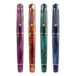 Majohn New M800 acryl vulpen, #6 BOCK fijne punt luxe pen gouden clip, converter schrijfpen met geschenkdoos