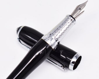 Duke Asian Calligraphy Medium Nib/ Fude Nib Fountain Pen, Fine to Broad Nature Mother Pearl on Cap