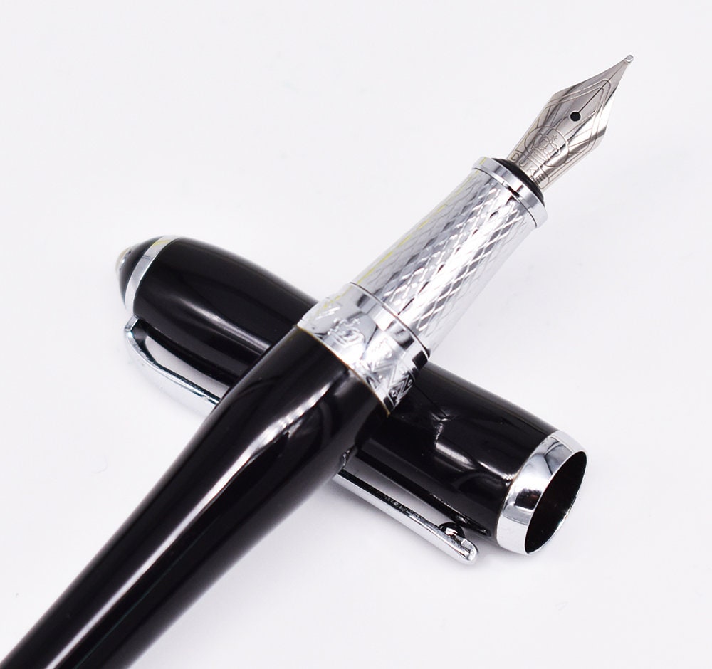 Oblique Calligraphy Pen in Exotic Wood and Pearl Acrylic 