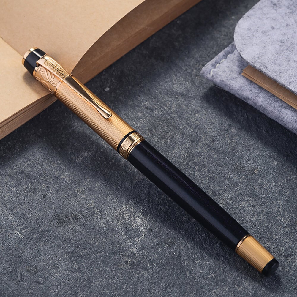 HERO 200B 14K Gold Fountain Pen, High-end Fine Nib Black Classic