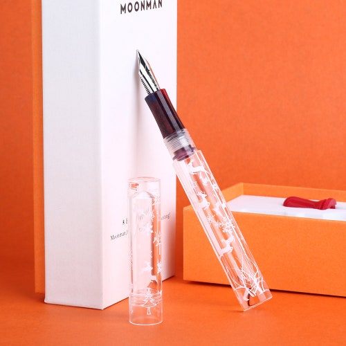 Moonman C1 Transparent Eyedropper Fountain Pen  F Nib Ink Pen Original Box 