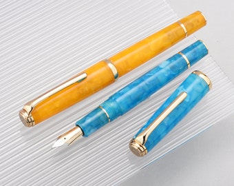 New HongDian N1 Retro Resin Fountain Pen, Iridium Extra Fine Nib Writing Pen Gift