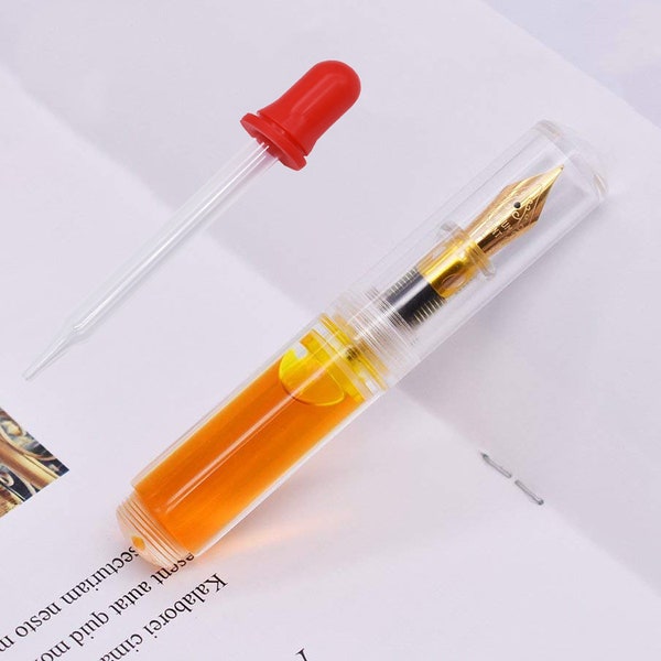 Mini étui pour stylo plume Majohn Wancai en acrylique transparent, stylo de poche plume iridium EF/F, stylo cadeau d'affaires compte-gouttes pour pochette d'encre transparente