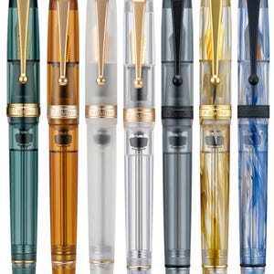 Asvine V126 Vacuum Filling Fountain Pen, Transparent Acrylic Pen, Iridium EF/F/M/1.1 Nib Large-Capacity Writing Pen