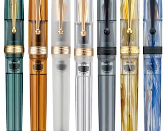 Asvine V126 Vacuum Filling Fountain Pen, Transparent Acrylic Pen, Iridium EF/F/M/1.1 Nib Large-Capacity Writing Pen