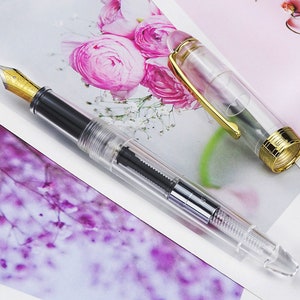 LORELEI 667 Transparent Clear Acrylic Fountain Pen, Iridium EF/ F Nib 0.38 mm/ 0.5 mm Ink Converter Pen for Business Office