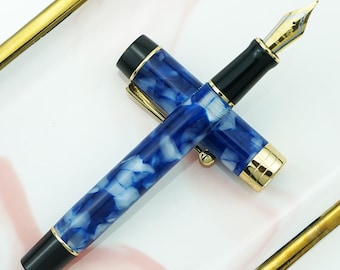 Jinhao 100 Centennial Ice Blue Resin Fountain Pen, EF/ F/ M/ Bent Writing Gift Pen