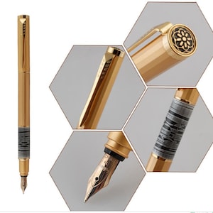 Limitierte Auflage Fuliwen 2003 10K Golden Medium Nib Füllfederhalter, Metall Polygon