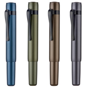 Hongdian M2 mini-vulpen aluminium zakpen, zwart EF/F/M/gebogen penpunt kort schrijfcadeau