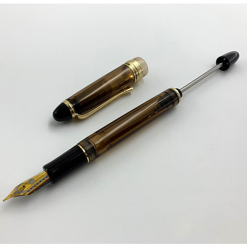 Yongsheng 699 Vacuum Filling Fountain Pen Acrylic Transparent Brown Ink Pen  Solid Section EF/F/M Nib Office Business Gift Pen