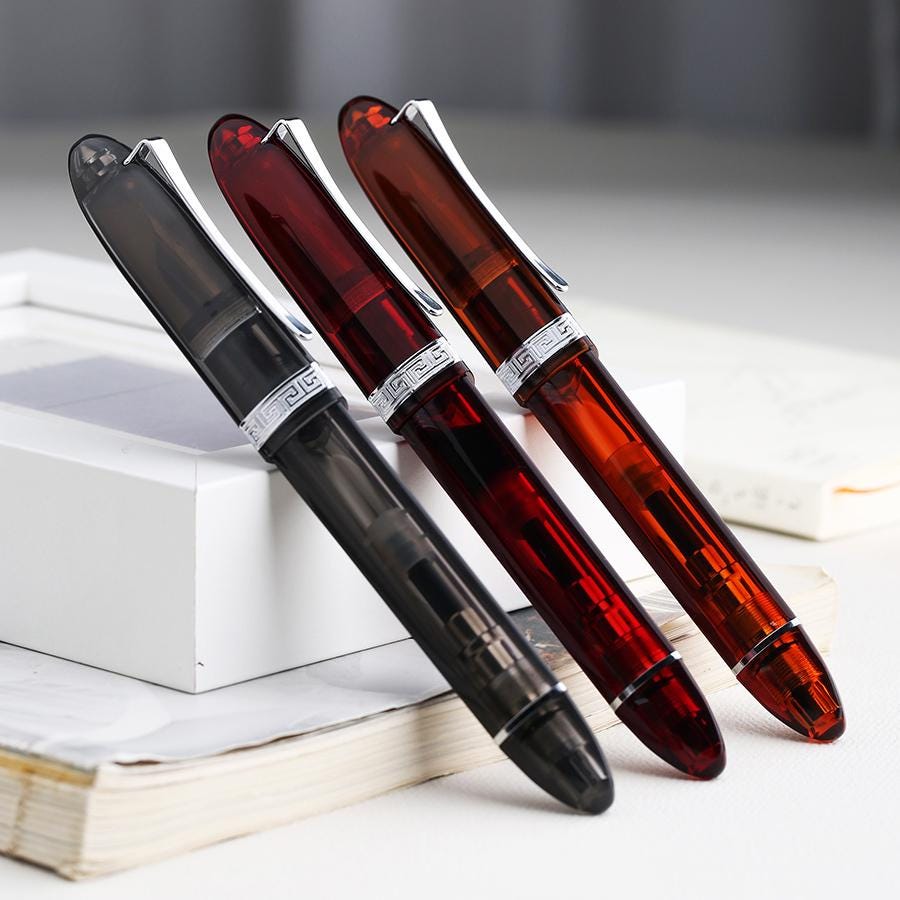 Penna Stilografica LACHIEVA LUX Con Conchiglia Di Abalone - Punta Fine Tedesca, Set Regalo Elegante