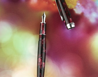 Majohn New Moon Fountain Pen, Dark Rose EF/ F / Bent Nib Converter Ink Pen Writing Pen
