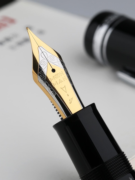 Majohn P141 Piston Fountain Pen, Size 8 Fine Nib Resin Pen Office