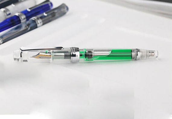 PENBBS 456 Acrylic Vacuum Filling Fountain Pen Fine Nib Writing Office Gift #Jp1 