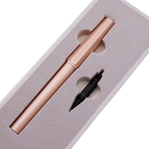 PENBBS 350 Gold Aluminum Fountain Pen, Fine Nib Smooth Writing with Storage Box and Ballpoint Pen Nib, Alloy Vintage Pens