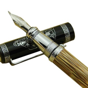 Pluma estilográfica Duke 551 Confucius, punta Fude/punta mediana, hecha a mano en bambú natural, punta curva de mediana a ancha, para caligrafía.