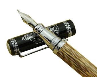 Duke 551 Confucius Fountain Pen Fude Nib/ Medium Nib, Handmade Nature Bamboo Medium to Broad Bent Nib Calligraphy Pens