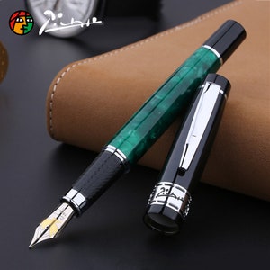 Picasso 915 Marble Green Celluloid Fountain Pen, 22KGP Medium Nib Signature Pen Vintage Pens