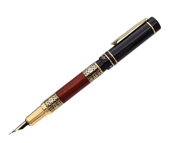 Playboy Natural Red Rosewood Fountain Pen Iridium 22k Gp Etsy