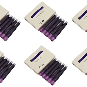 Jinhao Fountain Pen Ink Cartridges, International Standard Size, Set of 30 Refill Ink Cartridges, 2.6 mm Bore Diameter Purple