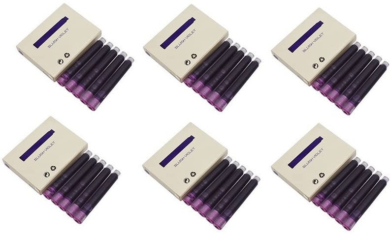 Jinhao Fountain Pen Ink Cartridges, International Standard Size, Set of 30 Refill Ink Cartridges, 2.6 mm Bore Diameter Purple