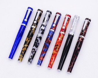 Fuliwen 017 Red Marble Resin Fountain Pen, Handmade Snake