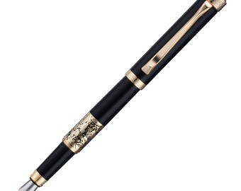 Regal 35 Black Dragon Phoenix Fountain Pen, Iridium Medium Nib