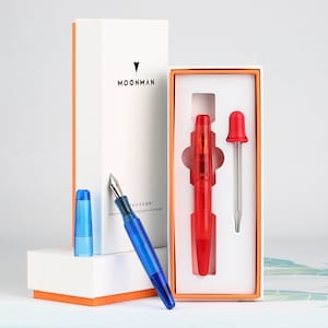 Majohn C2 Demonstrator Vulpen, Transparant Helder Acryl, Eye Dropper Vullen Enorme Inkt Capaciteit, Zilveren F Nib Gift Box