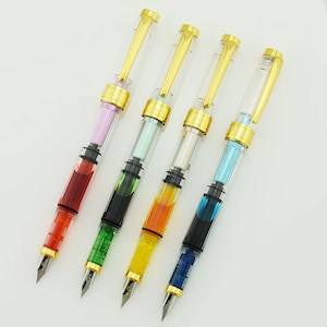 Caneta-tinteiro Wing Sung 3008 banhada a ouro, conjunto de 4 cores com acabamento prateado transparente de ponta fina, canetas executivas
