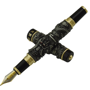 Jinhao Black Dragon Fountain Pen, Iridium EF/F/M/Bent Nib Vintage Pens Calligraphy Pen