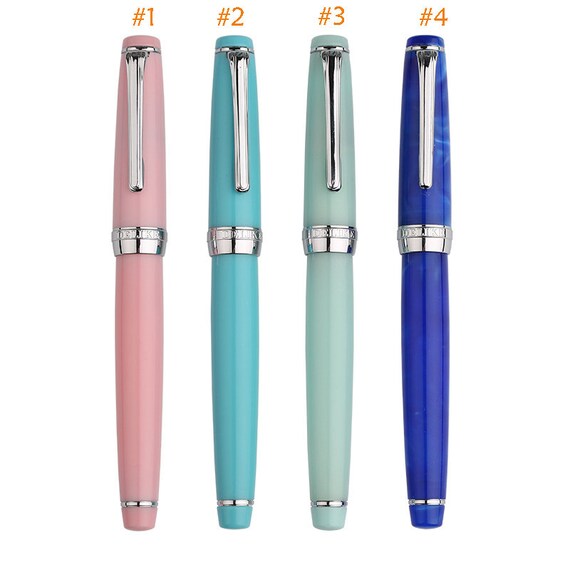 DELIKE Blue Fountain Pen bent nib pen with extra 3 nibs EF ,M, EF bent nib 