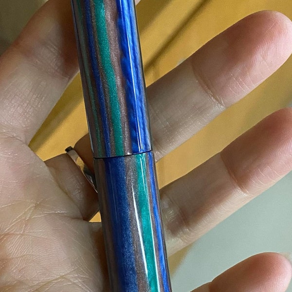 Mini étui pour stylo plume Majohn Wancai en acrylique bleu, stylo de poche plume iridium EF/F, stylo cadeau d'affaires compte-gouttes pour pochette d'encre transparente