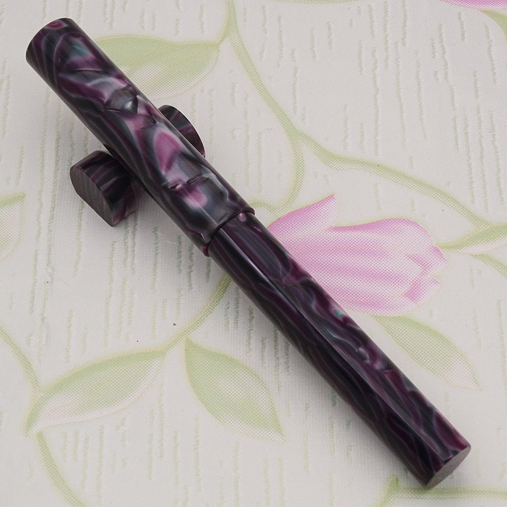 LIY Purple Resin Fountain Pen Schmidt F Nib Gold Trim Calligraphy Pen Writing