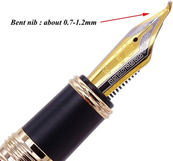 Jinhao 100 Bent Nib Fountain Pen with Arrow Clip Dark Yellow Acrylic Writing Pen Jinhao 100 Bent Nib Fountain Pen with Arrow Clip Dark Yellow Acrylic Writing Pen