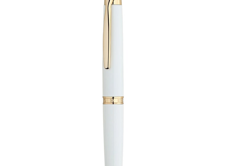 New Majohn A1 Fountain Pen, Brass Press Retractable Pen with Clip Office Ink Pen White