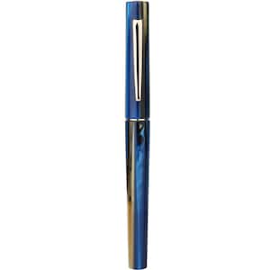 Majohn N3 Acrylic Blue Fountain Pen, Iridium Extra Fine/ Fine Nib, Gold Clip Signature Pen Case Set