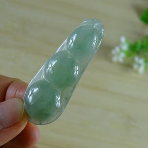 Certified Icy Green Jade Pendant Peapod Genuine Grade A Jadeite Emrald P-372-13