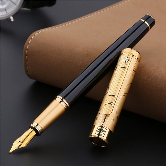 Penna stilografica con cappuccio in oro nero con incisione personalizzata  Picasso 902 Gentleman Penna con firma personalizzata -  Italia