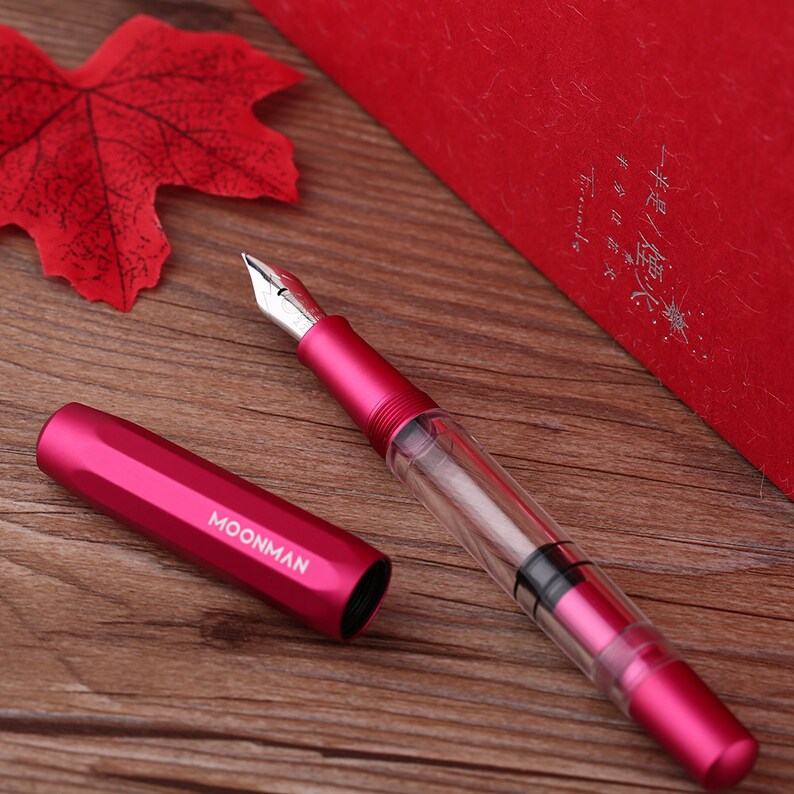 Moonman T1 Piston Fountain Pen Metal Acrylic F Nib Ink Pen Etsy