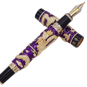 Jinhao Double Dragon Füllfederhalter Lila Cloisonne Emaille, EF / F / M / Bent Nib Kalligraphie Stift