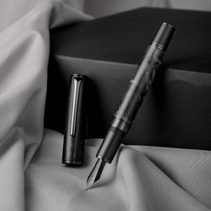 Hongdian N7 grijze hars zuiger vulpen maan konijn, zwart EF/F/M/lange mespunt/lange mespunt schrijven pen cadeau
